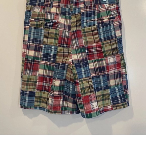 Berle Multicolor Madras Plaid‎ Patchwork Pleated 9.5” Shorts Mens Size 34 (1119) - Picture 2 of 4